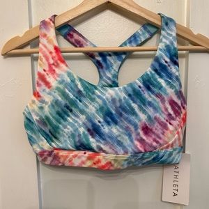NWT Athleta Ultimate Love Proudly sports bra, A-C. Pink tie-dye sz Medium